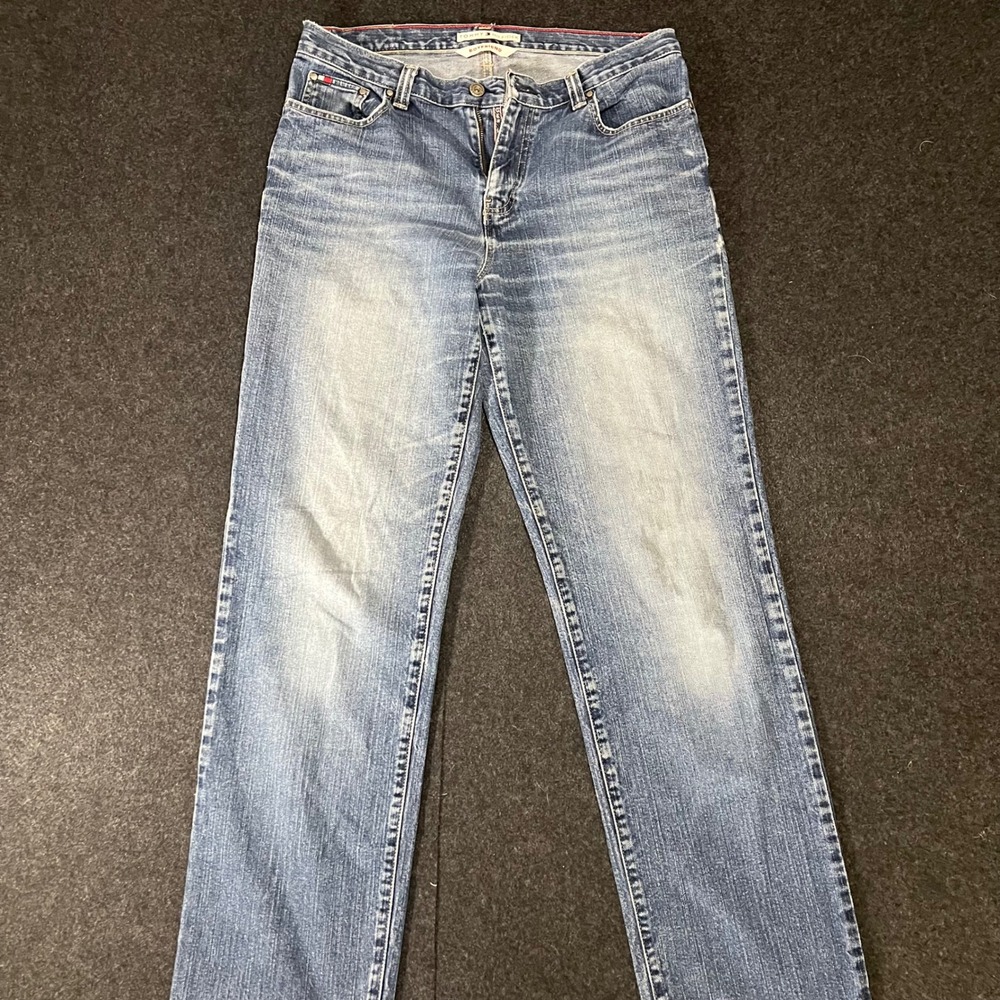 Tommy Hilfiger Boyfriend Jeans Mens 32 Blue Distressed Faded 90s Vintage Skater